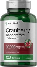 Cranberry Pills | 120 Capsules | 30,000 mg + Vitamin C | by Horbaach picture
