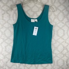 Chico's Microfiber Contemporary Tank Women 0 Small Teal Basic Knit Nylon Spandex picture