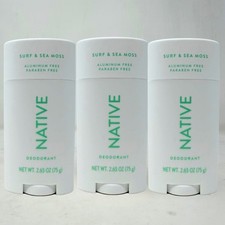 3 Pack - Native Aluminum & Paraben Free Deodorant Stick, Surf & Sea Moss, 2.65oz picture