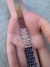 30K Multicolor Natural Oval Ruby Sapphire Rainbow Yellow Gold Bracelet 30 CTW picture