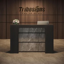 Reception Desk with LED Lights, 63-Inch Front Counter Desk for Checkout, Lobby picture