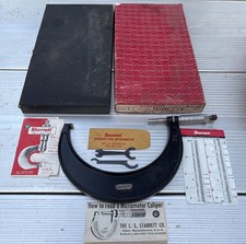 L.S. Starrett Co. 6” T436RL Outside Micrometer Original Case & Paperwork picture