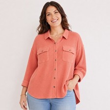 Aerie LumberJane Waffle Shirt Shacket Size XL Saturn Peach Oversized Travel Boho picture
