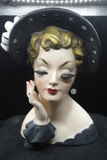 Large Rare C4819A Vintage c.1960 Napco Head Vase Matching Bracelet and Earrings- picture
