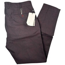 INCOTEX Mens Brown Red Pattern Trousers- Size 40