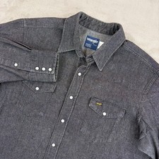 Vintage 80s Wrangler X Long Tails Pearl Snap Shirt Black Denim Men 17.5 35 NWOT picture