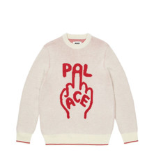 Palace Finger Up Knit Size Large White Palace Skateboards 2021 Brand New DS picture