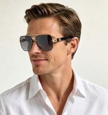 Gucci Double Bridge Square Sunglasses Gold Frame Dark Grey Lens 64-16-138 picture