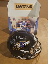 Ray Lewis Signed Baltimore Ravens Under Wraps Gold Full Size Replica Helmet picture