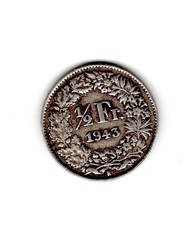 SWITZERLAND SWITZERLAND 1/2 FRANC 1943 HELVETIA KM.23 SILVER SILVER picture
