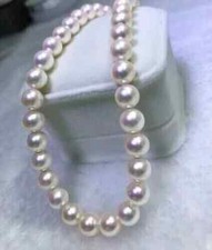 Amazing AAAA+++10-11mm True Natural White AKOYA Round Pearl Necklace 18inch 18Kp picture