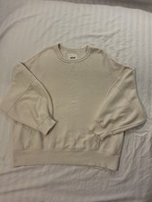 Aerie Beige Crewneck Pullover Oversized Sweatshirt Bandana Paisley Back Graphic picture