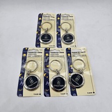 5x Vintage Pontiac Oldsmobile Keychain Made in USA round Chrome/Blue DEADSTOCK picture