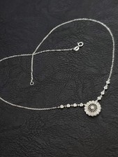 14K White Gold .75ctw Diamond Rosette Sunburst Cluster  Necklace   16