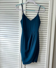 Lulus Women’s Blue V-Neck Sheath Dress Strappy Sleeveless Knee Length S picture