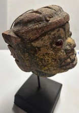 Museum Quality Antique Burmese Animated Head w/ Base, Protruding tongue string picture