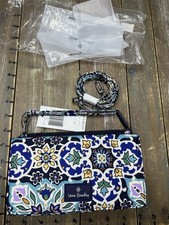 NWT Vera Bradley RFID Wallet Quilted Crossbody Lisbon Medallion Cool MSRP $79 picture