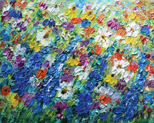Lupine Wildflower Painting Original 20x16 Textured Floral Art Signed Canvas picture