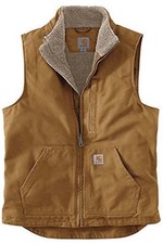 Carhartt Men's Washed Duck Sherpa-Lined Mock-Neck Vest Loose Fit Large 0V4277-L picture