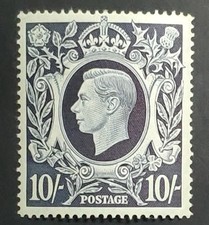 GB. KGVI 1939. 10/- Dark Blue high value stamp. Super unmounted mint. picture