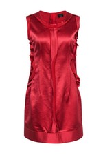 Lanvin - Coral Satin Ruffle Sheath Dress Sz 6 picture
