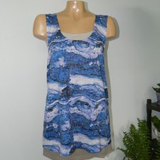 Bally Active Tank Top Womens 1X Blue Marble Abstract Crisscross Back NWT picture