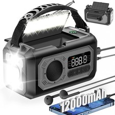12000mAh Emergency Weather Radio NOAA Solar Hand Crank AM FM USB Power Bank picture