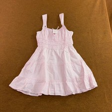 Sunday Best Womens Large Pink Striped Martine Smocked Tiered Cotton Mini Dress picture