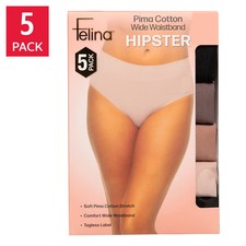Felina Women's Pima Cotton Hipster 5-Pack Stretch Tagless Wide Waistband picture