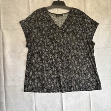 Lane Bryant Women’s 22/24 Black/White Floral V-Neck Tunic Short Sleeve Pre owned picture