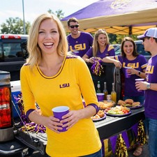 UG Apparel NCAA LSU Tigers Womens Plus Size Roll-Up Top, 1X, Gold picture