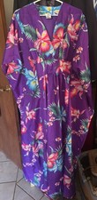 🌺VTG Royal Creations Purple Hawaiian Aloha Caftan Maxi Dress 🌺 picture