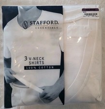 Stafford 3 Pack JCPenney 100% Cotton V Neck White T Shirts XXL NWT  picture