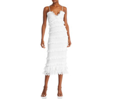 V. Chapman Narcisse Smocked Ruffle Trim Midi Dress 12B 2286- picture