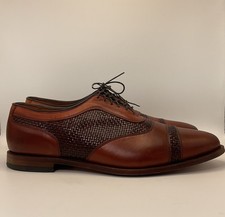 Allen Edmonds Winhall Cap Toe Oxford Mens Size 14 E Brown USA Woven Leather picture