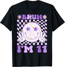 Bruh I'm 11 Years Old Purple Birthday Girls 11th Birthday T-Shirt picture
