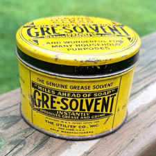 VTG 1910’s-1930’s Gre-Solvent Hand Cleaner Tin Can 1903 Patent Litho Advertising picture