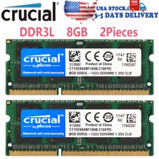 CRUCIAL DDR3L 16GB (8GB x2) 1333mhz PC3L-10600 Laptop SODIMM Memory RAM 204Pin picture