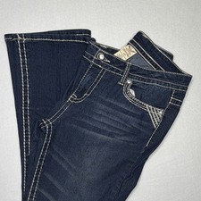 Faded Glory Women's Petite 12P Medium Wash Bootcut Blue Denim Jeans Rhinestones picture