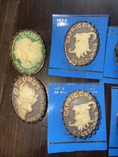 Vintage 70s AV-LU Zodiac Jewelry Huge Wholesale Lot 12 Pieces Pins Brooches Lot picture