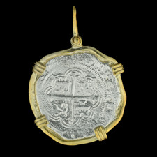Atocha Sunken Treasure Jewelry - Large Pieces of 8 Silver Coin with Date Pendant picture