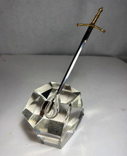 Vintage Excalibur Sword in Crystal Stone Paperweight & Letter Opener - Japan picture