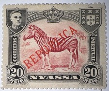 Travelstamps: 1921 Nyassa Stamps Sc#86 / #B134, 20 R Zebra Black-Carmine MOGH picture