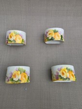 Vintage Noritake Carolyn Napkin Rings Set of 4 White Porcelain Yellow Flowers  picture