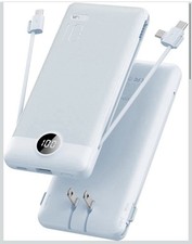 Blue-Portable Charger Built-in Cables , USB C Power Bank 10000mAh picture