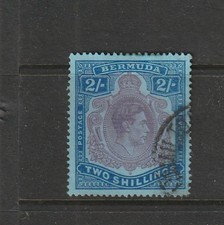 Bermuda GV1 Keyplate 2/- Deep Reddish Purple & Ultramarine/Grey Blue, FU SG 116a picture