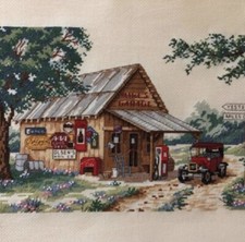 Sunset by Dimensions  CROSS STITCH “Yesteryear” Gas Station/Store by Kay Shannon picture