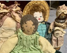 Lot Of Antique Dolls Bobbin Doll Ragdoll Primitive Doll Anne Of Green Gables picture