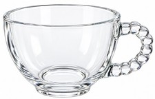 Vintage Clear Glass Punch Cups Beaded Bubble Handles Set of 4 picture