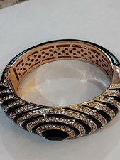AKKAD BLACK SPARKLY ROSE GOLD TONE BANGLE BRACELET picture